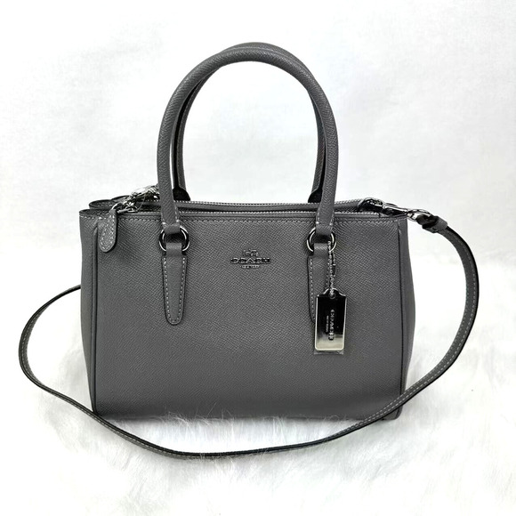 Coach Mini Surrey Carryall Crossbody Bag In Heather Grey Leather F44962 NWT - Picture 1 of 10